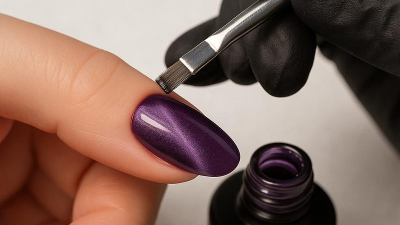 Как наносить гель лак кошачий глаз?