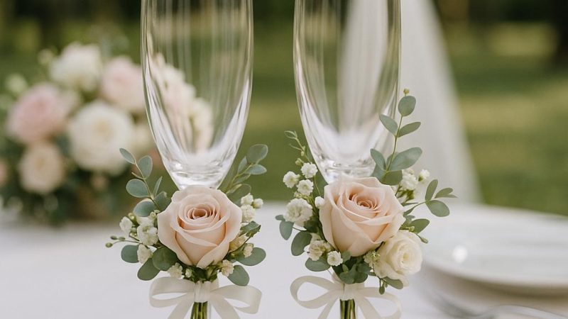 Как украсить бокалы на свадьбу