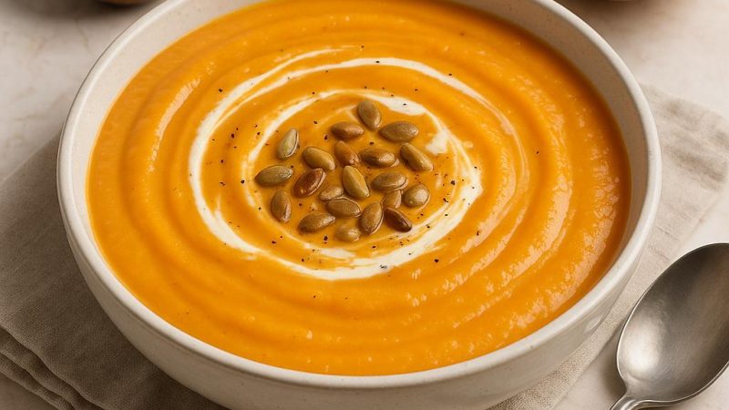 Нежный кремообразный суп пюре из тыквы