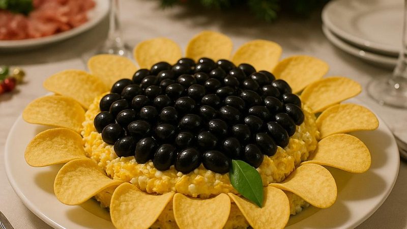 Радуем близких необычным салатом «подсолнух» на праздничном столе