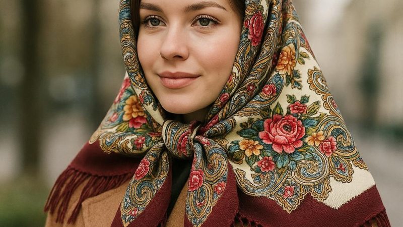 Советы, как красиво завязать павлопосадский платок на пальто и остаться в тренде