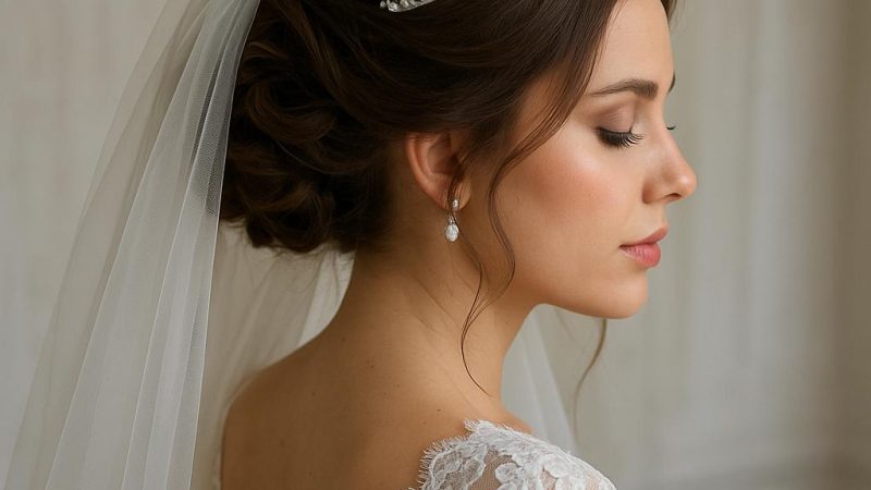 Свадебные прически с фатой и диадемой