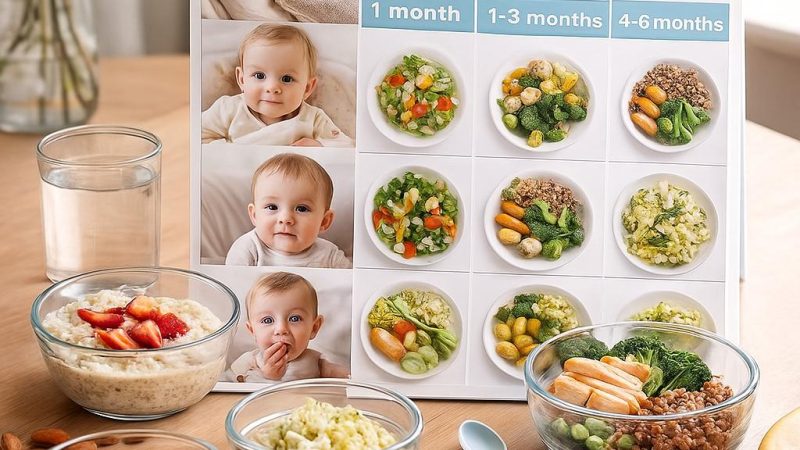 Таблица и примерное меню для питания кормящей мамы по месяцам