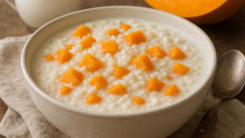 Вкусная рисовая каша на молоке с тыквой